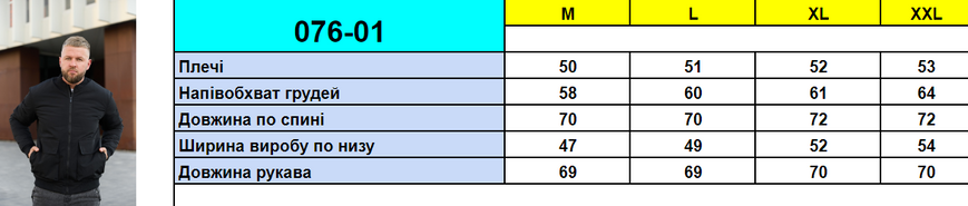Куртка бомбер чоловіча стьобана чорна 072-01-SL фото